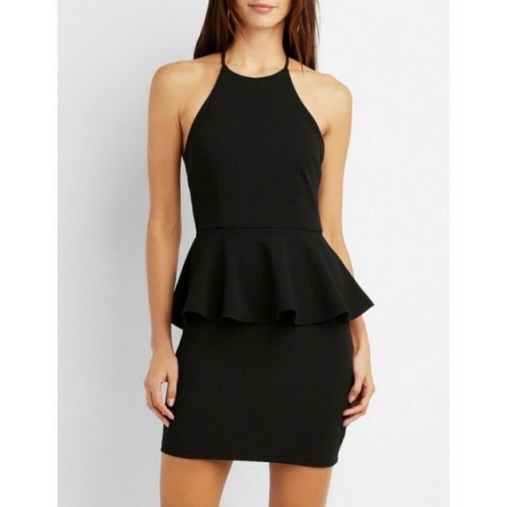 Charlotte Russe Lace-Back Peplum Dress Size L